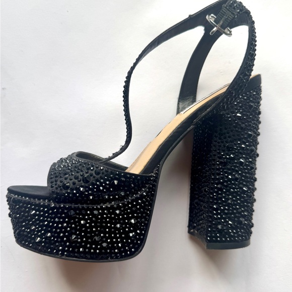 Steve Madden Black bling Platform Heels - Picture 1 of 7